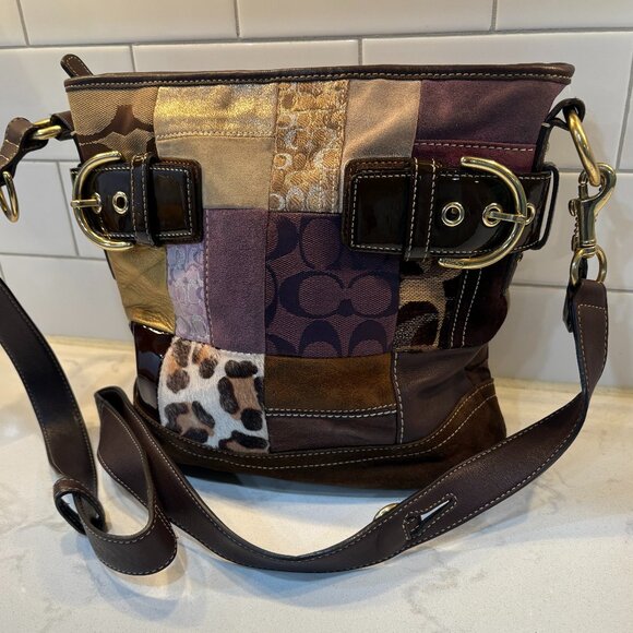 Vintage COACH Limited Edition Holiday Patchwork Crossbody Bag - Picture 1 of 16